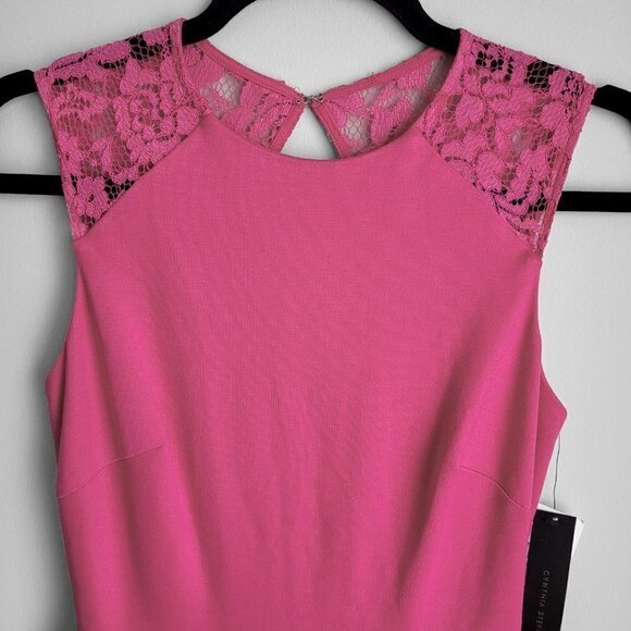 NWT Cynthia Steffe Hot Pink Lace Cutout Back Bodycon Peplum Dress - Picture 7 of 14